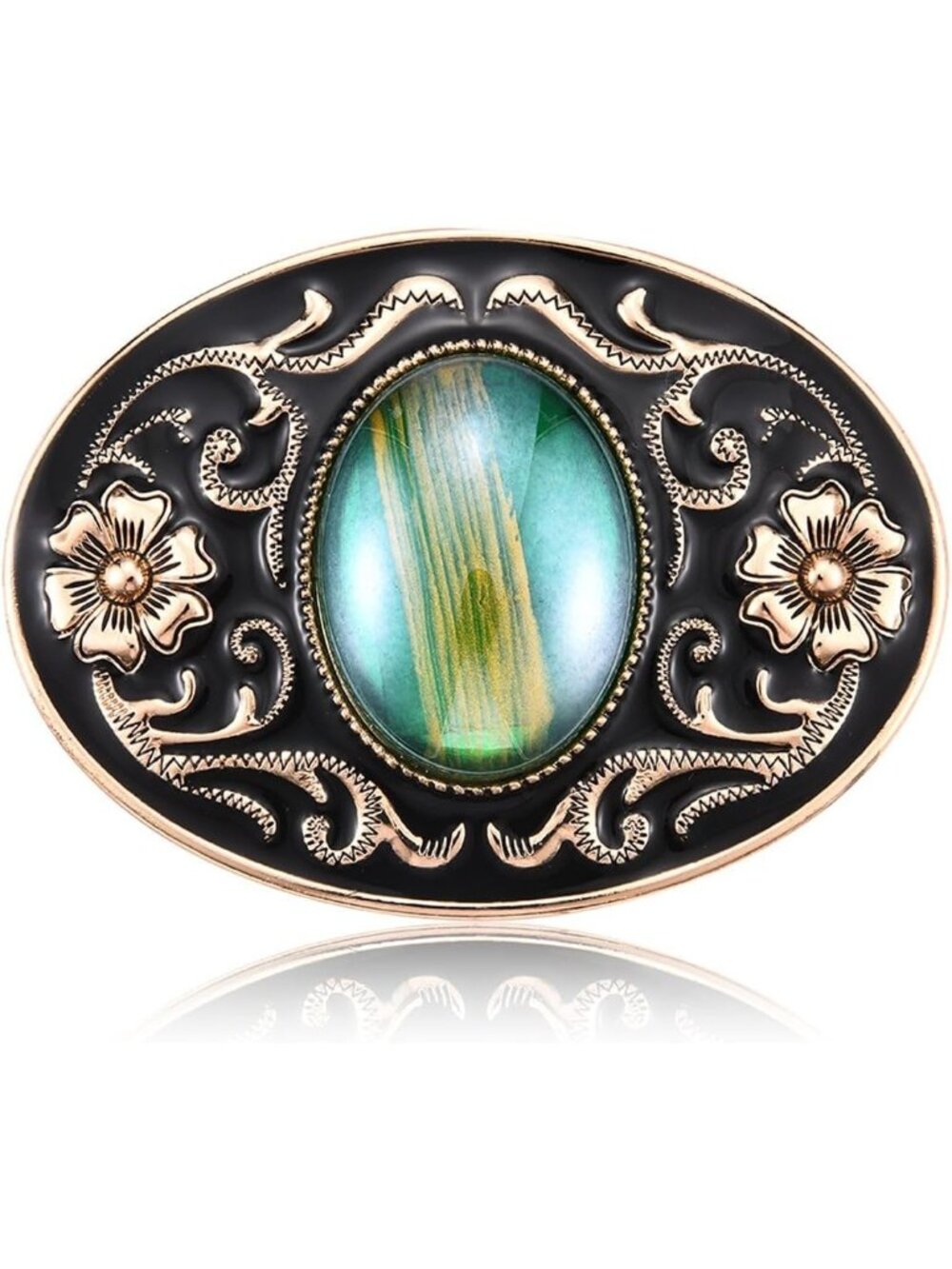 Unisex Green Vintage Stone Cowboy Belt Buckle Native American Style